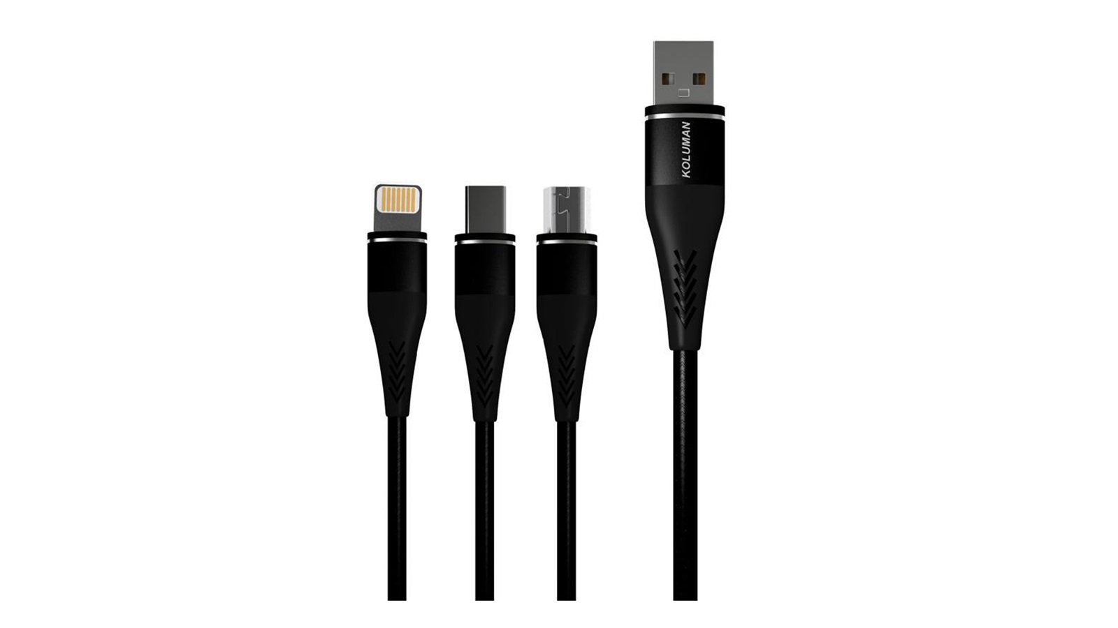 قیمت و خرید کابل تبدیل USB به Micro-USB/ Type-C/ Lightning کلومن مدل KD-24 طول کابل 1.2 متر