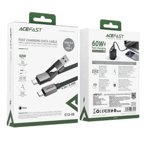 کابل دو سر ایس فست مدل C13 05 رابط Type-C و USB طول 20 سانتی‌متر