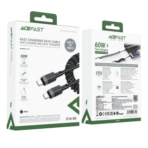 کابل Type-C به Type-C فنری ایس فست مدل 03 C14 طول 1.2 متر