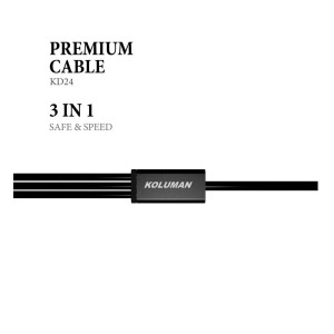 کابل تبدیل USB به Micro-USB/ Type-C/ Lightning کلومن مدل KD-24 طول کابل 1.2 متر