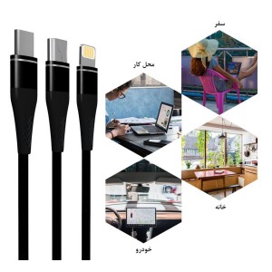 کابل تبدیل USB به Micro-USB/ Type-C/ Lightning کلومن مدل KD-24 طول کابل 1.2 متر