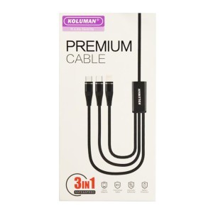 کابل تبدیل USB به Micro-USB/ Type-C/ Lightning کلومن مدل KD-24 طول کابل 1.2 متر