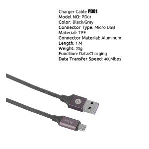 کابل تبدیل USB به Micro-USB پرو‌‌وان مدل PCC160 (PD01) طول 1متر