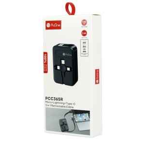 کابل تبدیل USB به Micro-USB/ Type-C/ Lightning پرووان مدل PCC365R طول کابل 1متر
