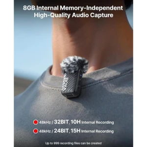 میکروفون یقه ای بی سیم دو کاربره بویا مدل BOYAMIC 2 01 رابط Type-C و جک 3.5 میلی متری همراه میکروفون یقه‌ای باسیم