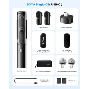 میکروفون یقه ای بی سیم دوکاربره بویا مدل BOYA MAGIC 05 رابط Type-C