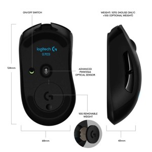 ماوس گیمینگ بی سیم لاجیتک مدل G703 LIGHTSPEED