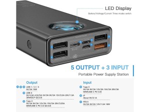 پاوربانک فست شارژ باسئوس مدل PPLGA01 ظرفیت 30000 میلی آمپر ساعت