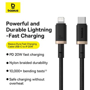 کابل شارژ Type-C به Lightning باسئوس مدل CB000123 طول  یک متر