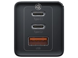 شارژر دیواری سه پورت و کابل Type-C باسئوس مدل CCGaN65E5 GaN5 Pro