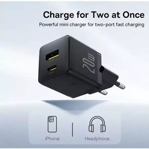 شارژر دیواری Type-C و USB باسئوس مدل CCZC20UE