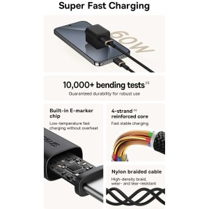 کابل شارژ USB به Type-C باسئوس مدل CB000120 طول 2 متری