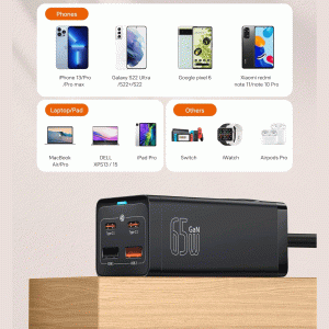چندراهی برق یک سوکت شارژ سریع رومیزی باسئوس مدل CCGAN651ACE BSPSZM000901