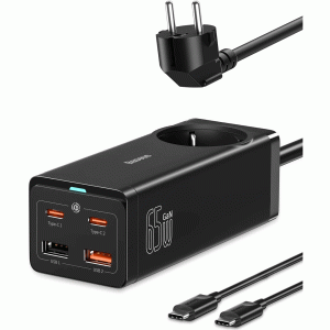 چندراهی برق یک سوکت شارژ سریع رومیزی باسئوس مدل CCGAN651ACE BSPSZM000901