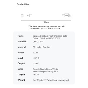 کابل فست شارژ باسئوس مدل CB000158