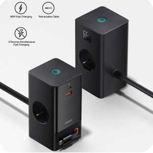 چند راهی برق 2 سوکت برق باسئوس مدل CCGAN65S2ACE