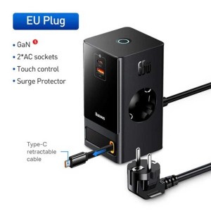 چند راهی برق 2 سوکت برق باسئوس مدل CCGAN65S2ACE