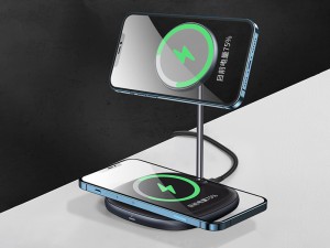 پایه نگهدارنده مگنتی و شارژر وایرلس باسئوس مدل WXSWB01 BSW523