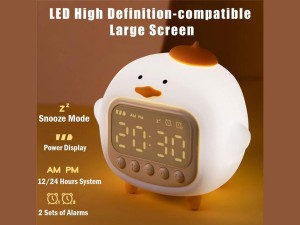 چراغ خواب سیلیکونی و ساعت زنگ‌دار دیجیتالی فانتزی رومیزی مدل C15