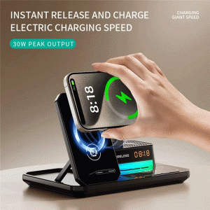 شارژر وایرلس و اسپیکر رومیزی با چراغ RGB مدل C18