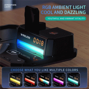 شارژر وایرلس و اسپیکر رومیزی با چراغ RGB مدل C18