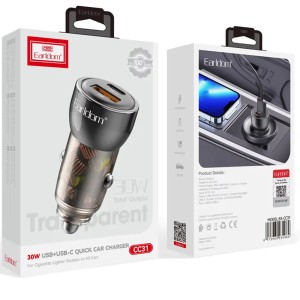 شارژر فندکی خودرو Type-C و USB ارلدام مدل CC31