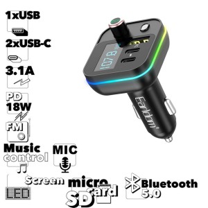 شارژر فندکی فست شارژ ماشین ارلدام مدل ETM88