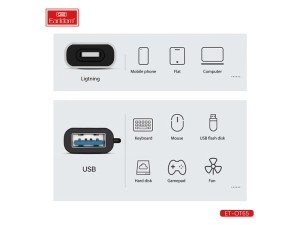 مبدل OTG آیفون USB به Lightning ارلدام مدل ETOT65