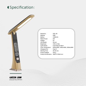 چراغ مطالعه ال‌ای‌دی شارژی طرح چوب تاشو گرین لاین مدل GNLEDDESKWN