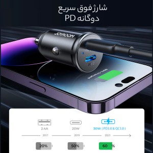 شارژر فندکی فست شارژ ماشین جویروم مدل JRCCN06