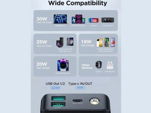 پاوربانک جویروم مدل JRPBF02 ظرفیت 20000 میلی آمپر ساعت