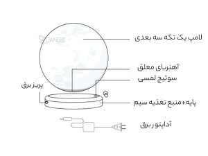چراغ خواب رومیزی ماه شناور مغناطیسی پرینت سه بعدی معلق