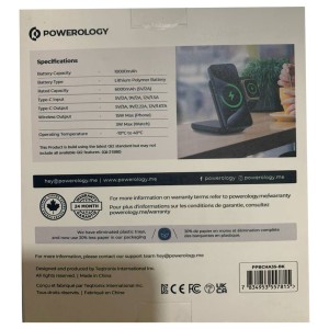 پاوربانک مگنتی و شارژر وایرلس پاورولوژی مدل PPBCHA35BK ظرفیت 10000 میلی آمپر ساعت