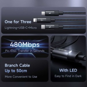 کابل چند USB به Type-C ، Lightning  و micro-USB مک دودو مدل CA579