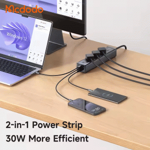 چندراهی برق سه سوکت، یک USB و دو Type-C مک دودو مدل CH062