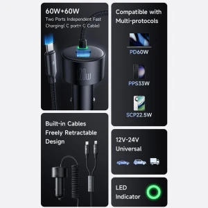 شارژر فندکی فست شارژ ماشین مک دودو مدل CC037