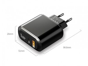 شارژر دیواری Type-C و USB مک‌دودو مدل CH717