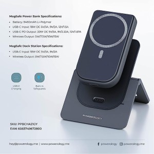 پاوربانک مگنتی و هولدر رومیزی موبایل پاورولوژی مدل PPBCHA21GY