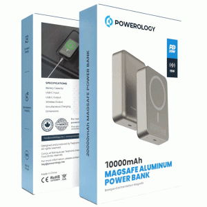 پاوربانک مگنتی پاورولوژی مدل PPBCHA34 PP034 ظرفیت 10000 میلی آمپر ساعت
