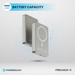پاوربانک مگنتی پاورولوژی مدل PPBCHA34 PP034 ظرفیت 10000 میلی آمپر ساعت