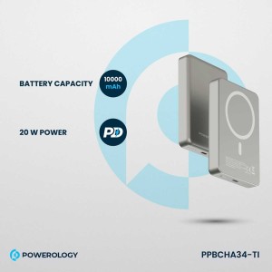 پاوربانک مگنتی پاورولوژی مدل PPBCHA34 PP034 ظرفیت 10000 میلی آمپر ساعت