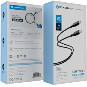 کابل شارژ Type-C به Type-C پاورولوژی مدل PCAB017BK PC017