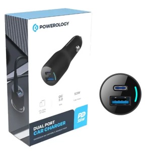 شارژر فندکی فست شارژ ماشین پاورولوژی مدل PCCSR012