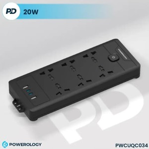 چند راهی و محافظ برق 6 سوکت پاورولوژی مدل PWCUQC034