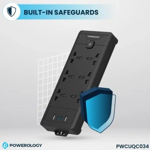 چند راهی و محافظ برق 6 سوکت پاورولوژی مدل PWCUQC034