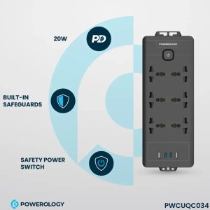چند راهی و محافظ برق 6 سوکت پاورولوژی مدل PWCUQC034