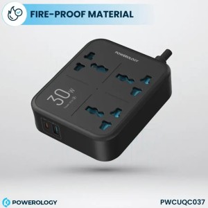 چند راهی و محافظ برق سه سوکت پاورولوژی مدل PWCUQC037