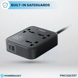 چند راهی و محافظ برق سه سوکت پاورولوژی مدل PWCUQC037