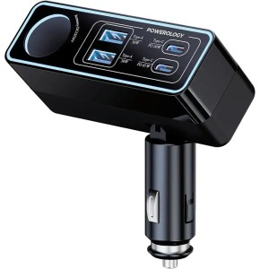شارژر فندکی فست شارژ ماشین پاورولوژی مدل PWDA58BK