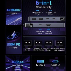 هاب 6 پورت Type-C یوگرین مدل CM888 35998
